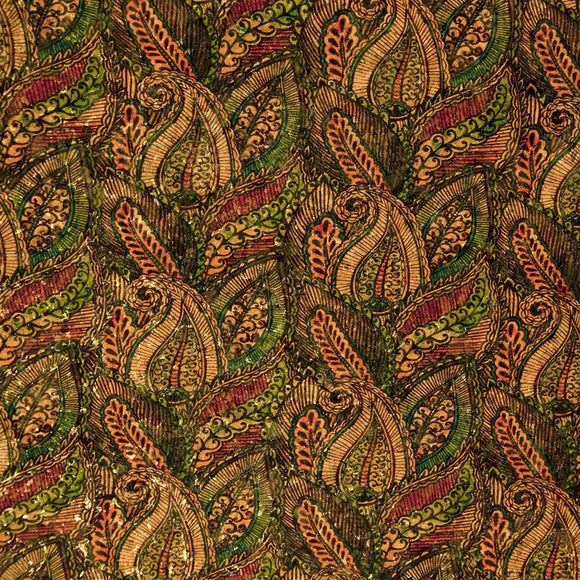 Style 1008 - Green Paisley Cork Fabric