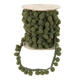 3/4" Pompom Trim by 10 yard rolls. Available in 21 colors.