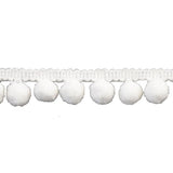 3/4" Pompom Trim by 10 yard rolls. Available in 21 colors.