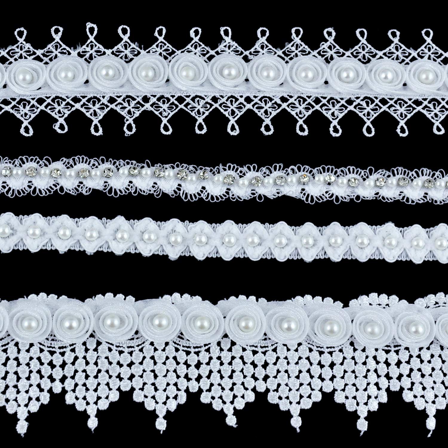 Veronica Embroidered Designer Venice Lace Trim - White (Sold by the Yard)
