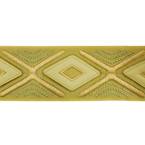 Diamond Design 3 Inch Embroidered Tape - Gold - BR-7536-10
