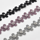 Flower Trim With Pearl Rhinestone - 7 colors. 15 Yards Per Roll - BFT-1200