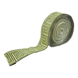 4 " Width VELVET EMBOSSED TAPE - BR-7332- 14 Green and Beige